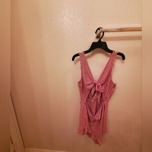 Striped Red and White Zara Trafaluc Womens Romper